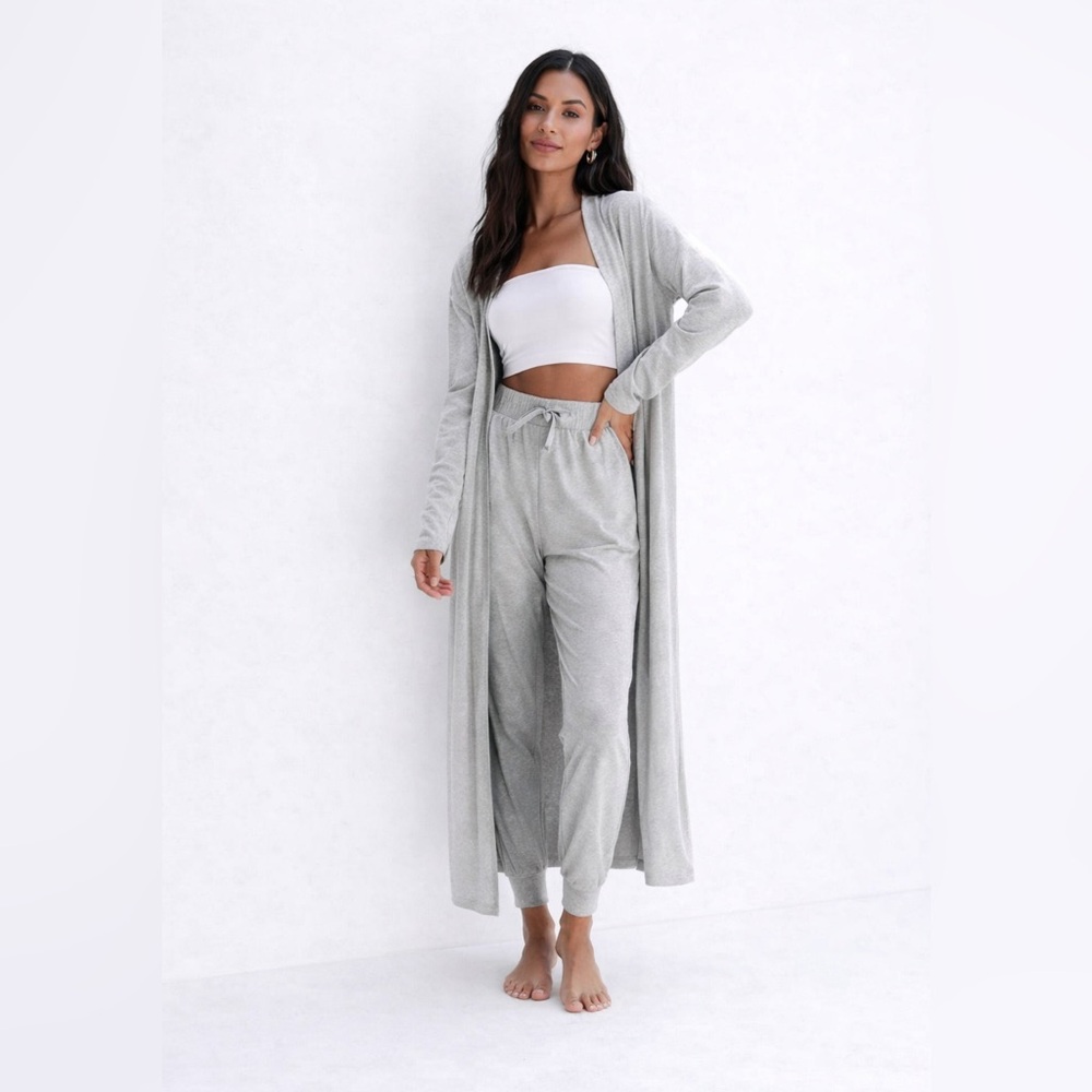 Unbranded Gray 2-Piece Lounge Set | Jogger Pants & Long Duster Cardigan NWOT